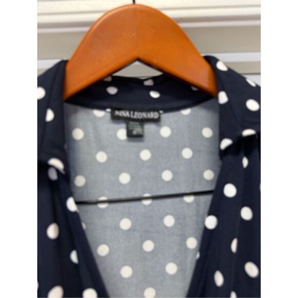 Nina Leonard Navy Polka Dot Sleeveless Collared Jumpsuit Sz S - Picture 4 of 7